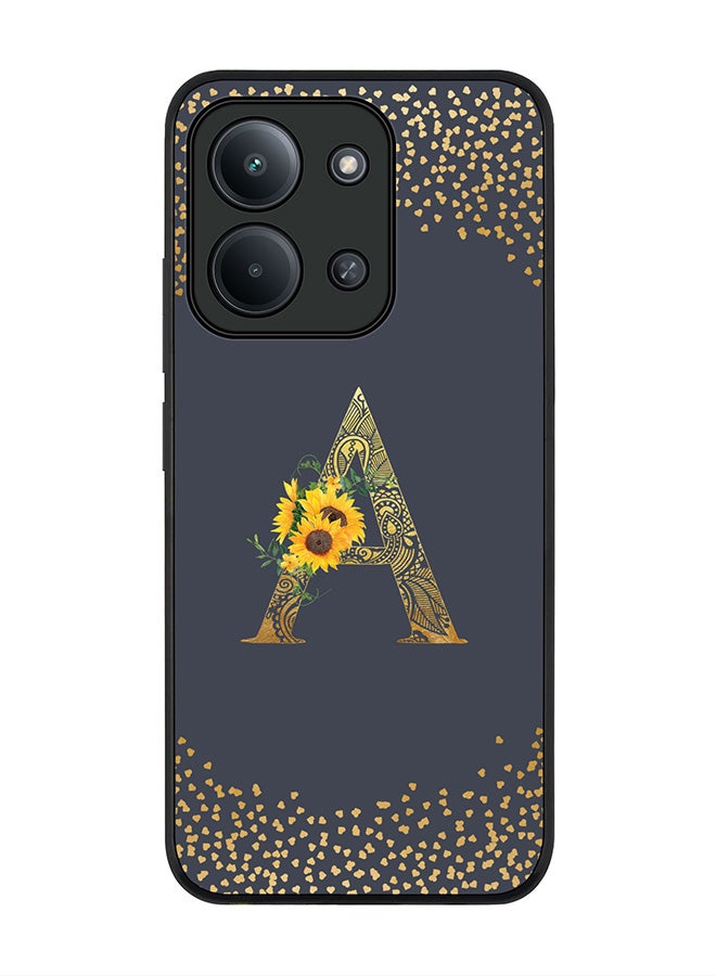 For Xiaomi Poco C85 4G Case,Slim fit Camera Protection, Shockproof Thin Phone cover  - Custom Floral Monogram - A  (Grey )